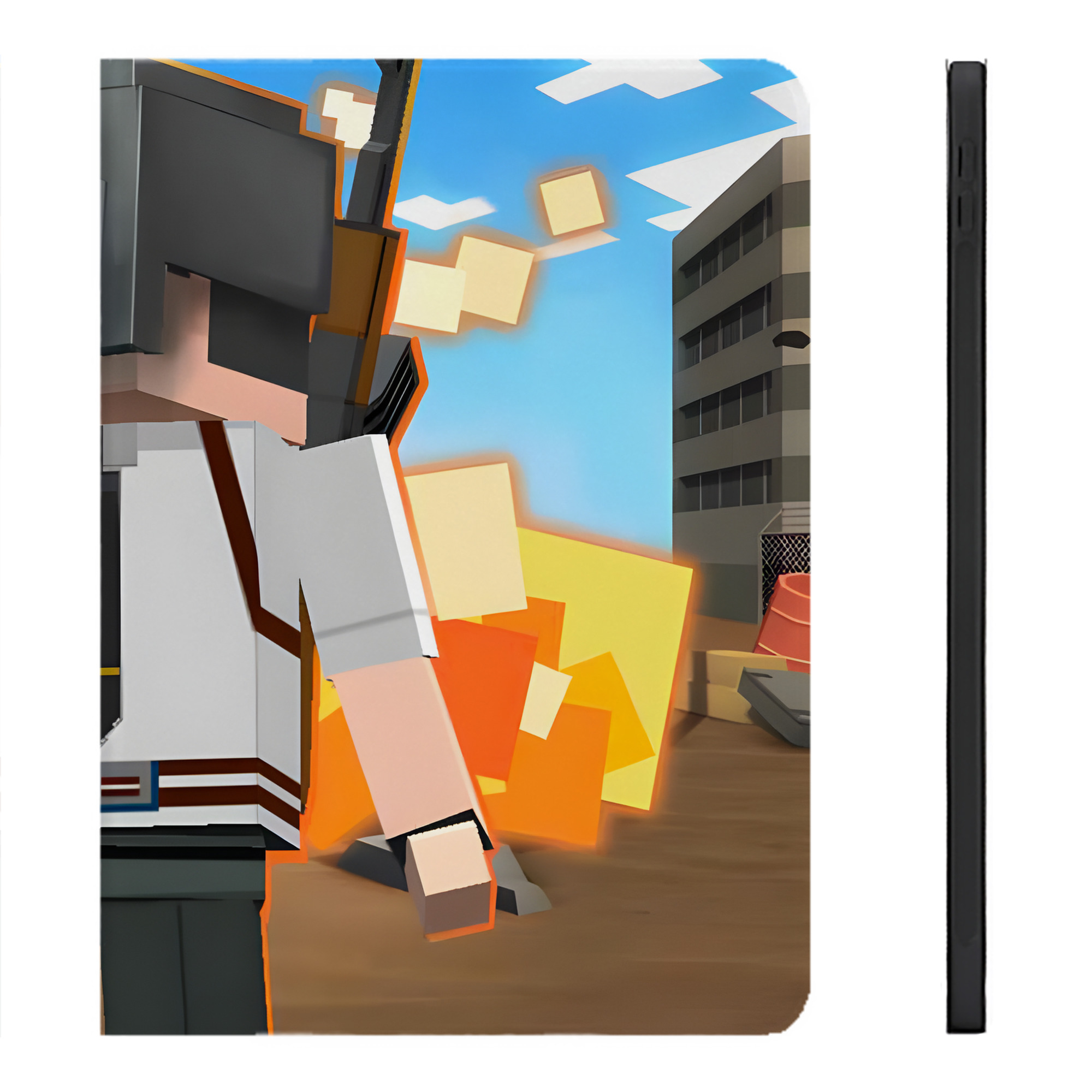 （画像用） マインクラフト ブロックの世界 Minecraft MC Block world IPadケース ペンホルダー付き ブックスタイルデザイン